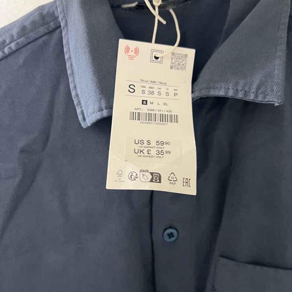 Zara Men's Dark Blue Polo Shirt